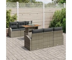 Sodo Sofų Rinkinys su pagalve 7 pcs Pilka