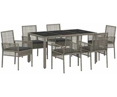 Lauko baldų komplektas Sodo valgomojo komplektas 7 pcs Pilka poliratanas