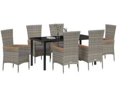 Lauko baldų komplektas Sodo valgomojo komplektas su pagalve 7 pcs Pilka