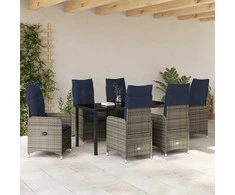Lauko baldų komplektas Sodo valgomojo komplektas 7 pcs Juoda poliratanas