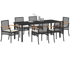 Sodo valgomojo komplektas su pagalve 7 pcs Juoda Ratanas