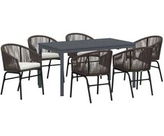 Lauko baldų komplektas Sodo valgomojo komplektas 7 pcs Ruda poliratanas