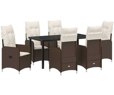 Lauko baldų komplektas Sodo valgomojo komplektas 7 pcs Ruda poliratanas