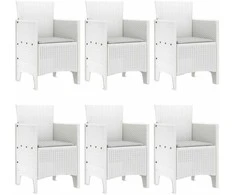 Lauko baldų komplektas Sodo valgomojo komplektas 7 pcs Balta Polt ratanas