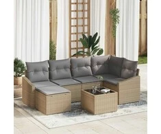 Sodo valgomojo komplektas 7 pcs Bežinė ir šviesiai pilka