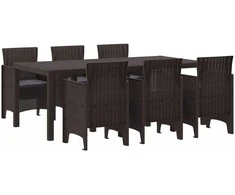 Lauko baldų komplektas Sodo valgomojo komplektas 7 pcs Ruda Polipropilenas