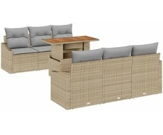 Sodo Sofų Rinkinys su pagalve su pagalve 7 pcs Bežinė ir pilka