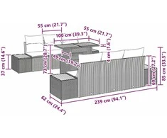 Sodo valgomojo komplektas su pagalve 7 pcs Pilka ir ruda