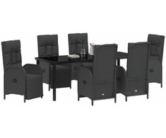 Sodo valgomojo komplektas su pagalve 7 pcs Juoda poliratanas
