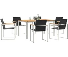 Lauko baldų komplektas Sodo valgomojo komplektas 7 pcs Ruda Kieto teka medžio