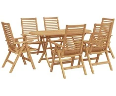 Lauko baldų komplektas Sodo valgomojo komplektas 7 pcs Ruda Kieto teka medžio