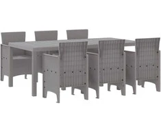 Lauko baldų komplektas Sodo valgomojo komplektas 7 pcs Šviesiai pilka Polipropilenas