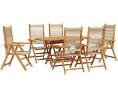 Lauko baldų komplektas Sodo valgomojo komplektas 7 pcs Smėlio Kietos akacijos mediena