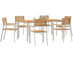 Lauko baldų komplektas Sodo valgomojo komplektas 7 pcs Ruda Kieto teka medžio