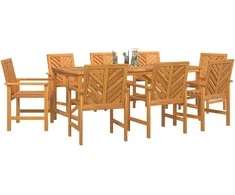 Sodo valgomojo komplektas 9 pcs Ruda Kietos akacijos mediena