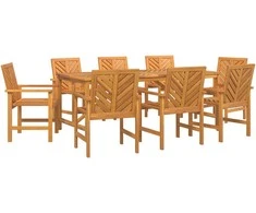 Sodo valgomojo komplektas 9 pcs Ruda Kietos akacijos mediena