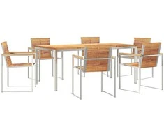 Lauko baldų komplektas Sodo valgomojo komplektas 7 pcs Ruda Kieto teka medžio