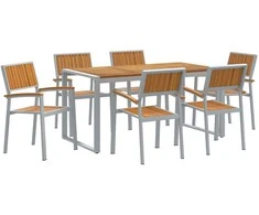 Sodo valgomojo komplektas 7 pcs Pilka Kietos akacijos mediena