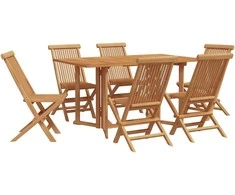 Sodo valgomojo komplektas 7 pcs Ruda Kieto teka medžio