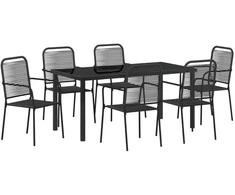 Lauko baldų komplektas Sodo valgomojo komplektas 7 pcs Juoda