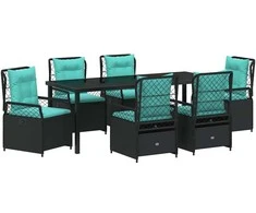 Sodo valgomojo komplektas 7 pcs Juoda poliratanas