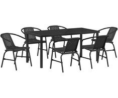 Lauko baldų komplektas Sodo valgomojo komplektas 7 pcs Juoda
