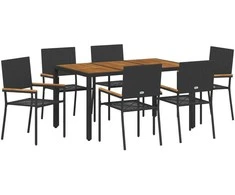 Sodo valgomojo komplektas 7 pcs Juoda poliratanas