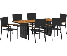 Sodo valgomojo komplektas 7 pcs Juoda poliratanas