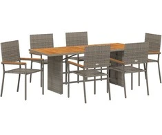 Sodo valgomojo komplektas 7 pcs Pilka poliratanas