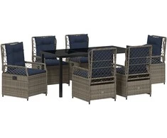 Lauko baldų komplektas Sodo valgomojo komplektas 7 pcs Pilka poliratanas