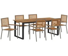 Lauko baldų komplektas Sodo valgomojo komplektas 7 pcs Pilka Kietos akacijos mediena