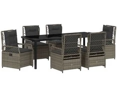 Lauko baldų komplektas Sodo valgomojo komplektas 7 pcs Pilka poliratanas