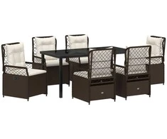 Lauko baldų komplektas Sodo valgomojo komplektas 7 pcs Ruda poliratanas