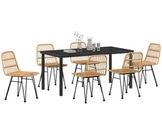 Lauko baldų komplektas Sodo valgomojo komplektas 7 pcs Ruda