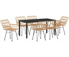 Lauko baldų komplektas Sodo valgomojo komplektas 7 pcs Ruda