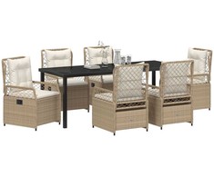 Sodo valgomojo komplektas 7 pcs Bežė ir kreminė balta