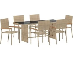 Sodo valgomojo komplektas 7 pcs Smėlio poliratanas
