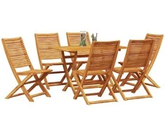 Lauko baldų komplektas Sodo valgomojo komplektas 7 pcs Ruda Kietos akacijos mediena