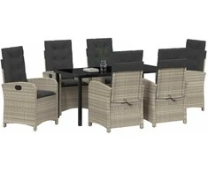Lauko baldų komplektas Sodo valgomojo komplektas 7 pcs Šviesiai pilka poliratanas
