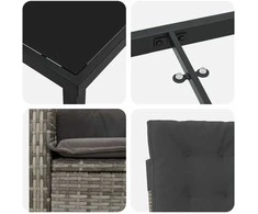Lauko baldų komplektas Sodo valgomojo komplektas su pagalve 7 pcs Pilka poliratanas
