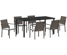 Lauko baldų komplektas Sodo valgomojo komplektas 7 pcs Ruda ir juoda PE ratanas