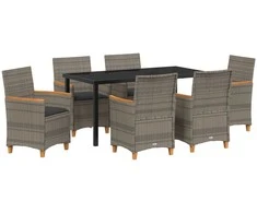 Lauko baldų komplektas Sodo valgomojo komplektas 7 pcs Pilka poliratanas