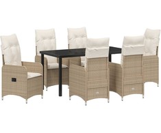 Lauko baldų komplektas Sodo valgomojo komplektas 7 pcs Smėlio poliratanas