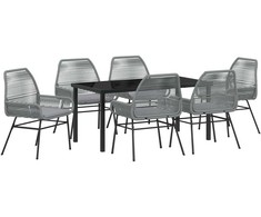 Lauko baldų komplektas Sodo valgomojo komplektas su pagalve 7 pcs Pilka poliratanas
