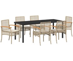 Sodo valgomojo komplektas 7 pcs Bežinė ir juoda Ratanas