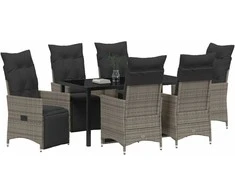 Lauko baldų komplektas Sodo valgomojo komplektas su pagalve 7 pcs Pilka poliratanas