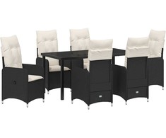 Lauko baldų komplektas Sodo valgomojo komplektas 7 pcs Juoda poliratanas