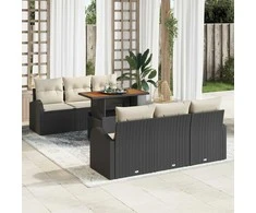 Sodo Sofų Rinkinys su pagalve 7 pcs Juoda ir kreminė