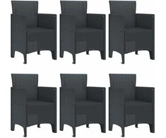 Lauko baldų komplektas Sodo valgomojo komplektas 7 pcs Antracitas Polt ratanas
