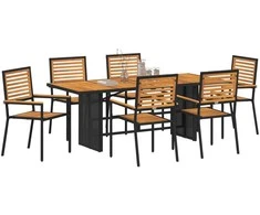 Sodo valgomojo komplektas 7 pcs Juoda ir Ruda poliratanas